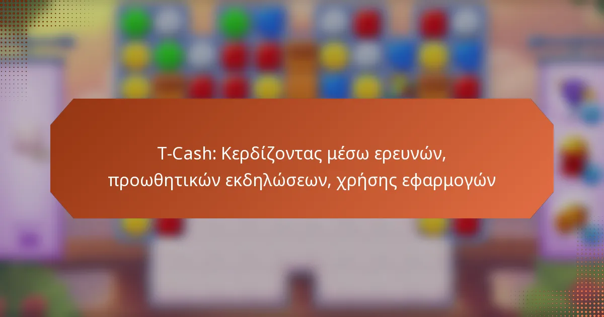 T-Cash: Κερδίζοντας μέσω ερευνών, προωθητικών εκδηλώσεων, χρήσης εφαρμογών