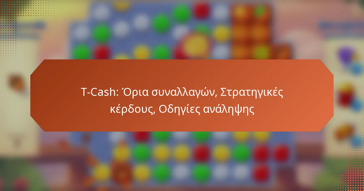 T-Cash: Όρια συναλλαγών, Στρατηγικές κέρδους, Οδηγίες ανάληψης